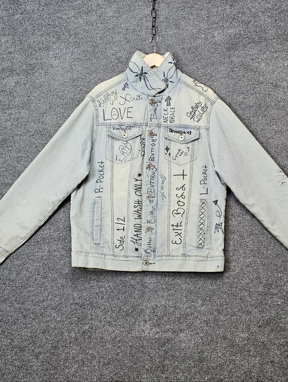 Men's One-of-A-Kind| Upcycled Levi's Sherpa Jacket| Inspired Punk Vibe Lil Peep